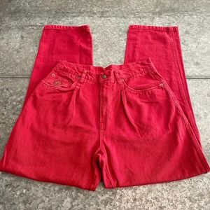 Vintage Bugle Boy Co BBC Retro 80s 90s Red Denim Jeans Mens 30